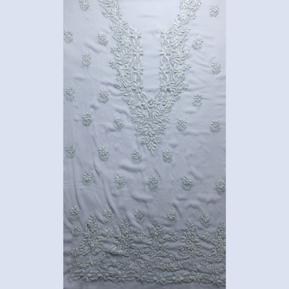 albaas | Lucknavi Chikankari on Soft Chiffon Shirt's Front and Sleeves with Dupatta Sprayed with Motifs - Unstitched 2PC Suit   | AKCLCSD-36703-GRAY