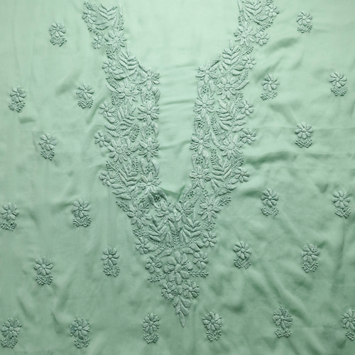 albaas | Lucknavi Chikankari on Soft Chiffon Shirt's Front and Sleeves with Dupatta Sprayed with Motifs - Unstitched 2PC Suit   | AKCLCSD-36703-LIGHT OXLEY