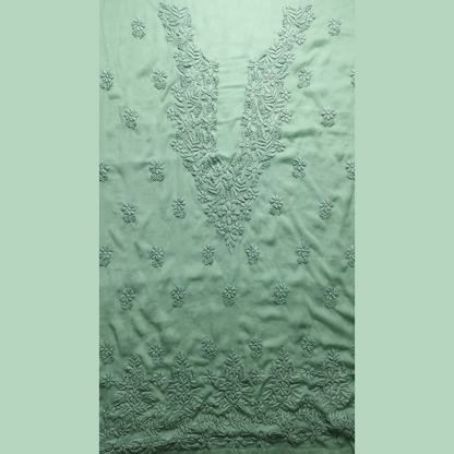 albaas | Lucknavi Chikankari on Soft Chiffon Shirt's Front and Sleeves with Dupatta Sprayed with Motifs - Unstitched 2PC Suit   | AKCLCSD-36703-LIGHT OXLEY