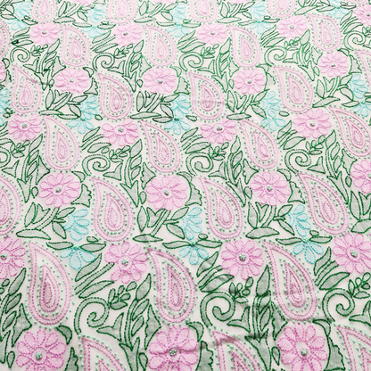 albaas | Shadow Chikankari on Soft Chiffon Shirt's Front and Sleeves with Dupatta Sprayed with Motifs - Unstitched 2PC Suit   | AKCSSD-36550-A-PURPLEISH-O-WHITE