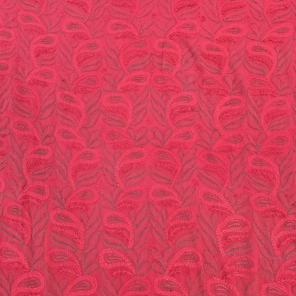 albaas | Shadow Chikankari on Soft Chiffon Shirt's Front and Sleeves with Dupatta Sprayed with Motifs - Unstitched 2PC Suit   | AKCSSD-36550-B-RED