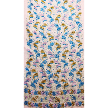 albaas | Shadow Chikankari on Soft Chiffon Shirt's Front and Sleeves with Dupatta Sprayed with Motifs - Unstitched 2PC Suit   | AKCSSD-36550-B-TURQUOISE-O-WHITE