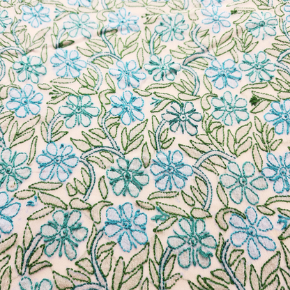 albaas | Shadow Chikankari on Soft Chiffon Shirt's Front and Sleeves with Dupatta Sprayed with Motifs - Unstitched 2PC Suit   | AKCSSD-36550-D-BLUE GREEN