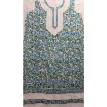 albaas | Shadow Chikankari on Soft Chiffon Shirt's Front and Sleeves with Dupatta Sprayed with Motifs - Unstitched 2PC Suit   | AKCSSD-36550-D-WHITE