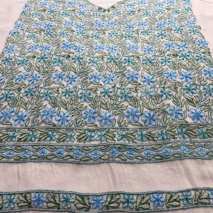 albaas | Shadow Chikankari on Soft Chiffon Shirt's Front and Sleeves with Dupatta Sprayed with Motifs - Unstitched 2PC Suit   | AKCSSD-36550-D-WHITE