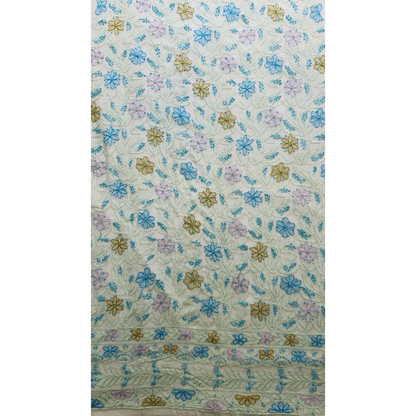 albaas | Shadow Chikankari on Soft Chiffon Shirt's Front and Sleeves with Dupatta Sprayed with Motifs - Unstitched 2PC Suit   | AKCSSD-36550-E-GREEN-O-WHITE