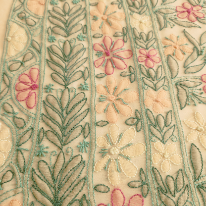 albaas | Shadow Chikankari on Soft Chiffon Shirt's Front and Sleeves with Dupatta Sprayed with Motifs - Unstitched 2PC Suit   | AKCSSD-36550-E-ORANGE