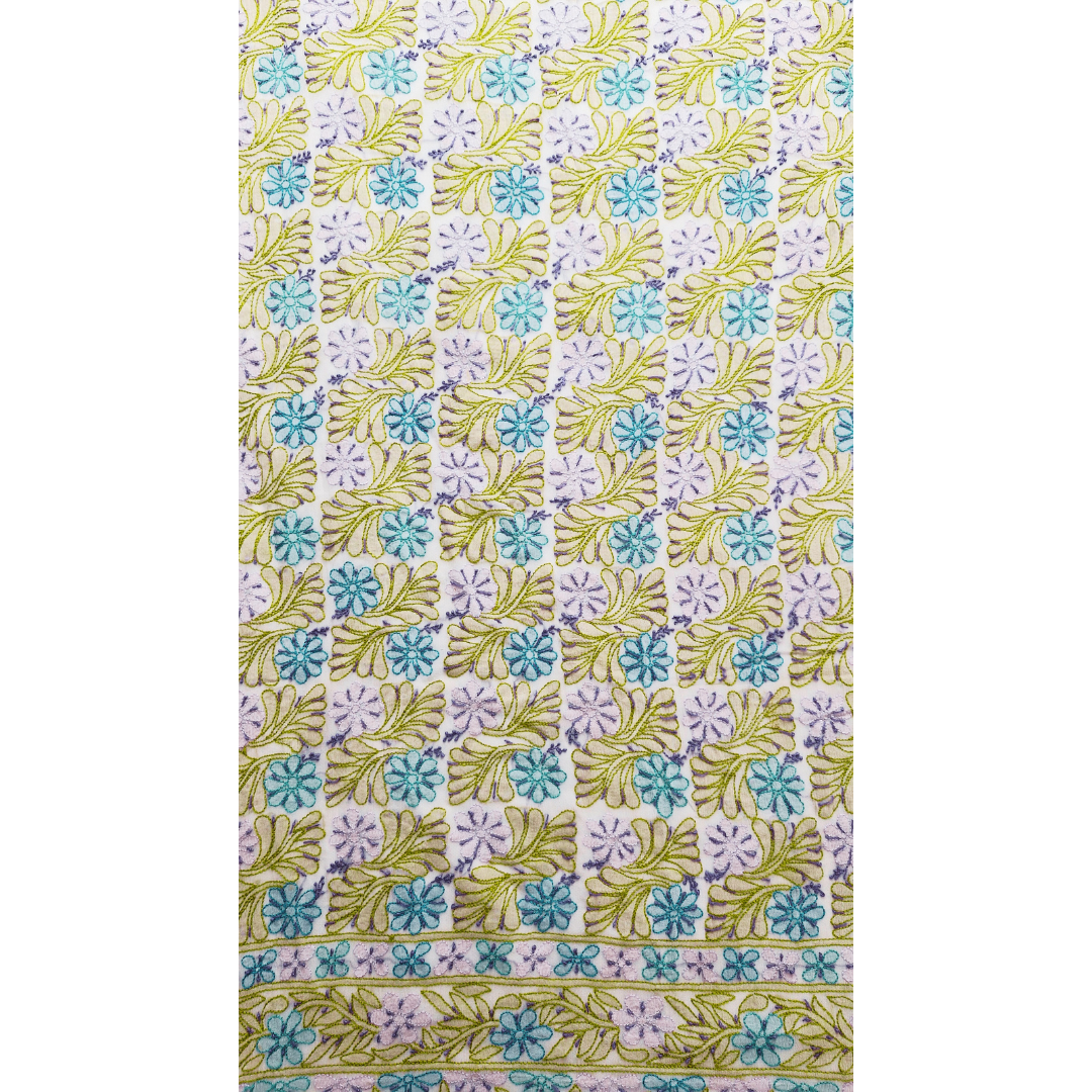 albaas | Shadow Chikankari on Soft Chiffon Shirt's Front and Sleeves with Dupatta Sprayed with Motifs - Unstitched 2PC Suit   | AKCSSD-36550-F-OLIVE GREEN