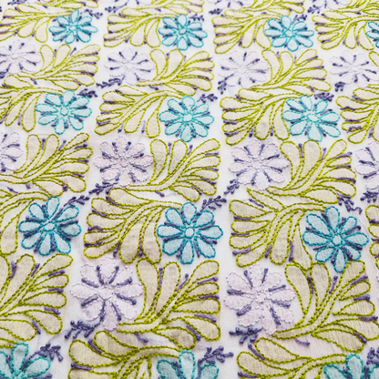 albaas | Shadow Chikankari on Soft Chiffon Shirt's Front and Sleeves with Dupatta Sprayed with Motifs - Unstitched 2PC Suit   | AKCSSD-36550-F-OLIVE GREEN