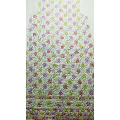 albaas | Shadow Chikankari on Soft Chiffon Shirt's Front and Sleeves with Dupatta Sprayed with Motifs - Unstitched 2PC Suit   | AKCSSD-36550-F-PISTACHIO