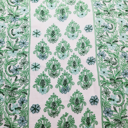albaas | Shadow Chikankari on Soft Chiffon Shirt's Front and Sleeves with Dupatta Sprayed with Motifs - Unstitched 2PC Suit   | AKCSSD-36550-G-SALAD GREEN