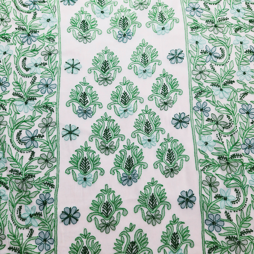 albaas | Shadow Chikankari on Soft Chiffon Shirt's Front and Sleeves with Dupatta Sprayed with Motifs - Unstitched 2PC Suit   | AKCSSD-36550-G-SALAD GREEN