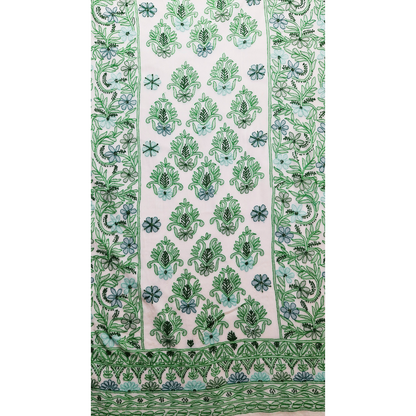 albaas | Shadow Chikankari on Soft Chiffon Shirt's Front and Sleeves with Dupatta Sprayed with Motifs - Unstitched 2PC Suit   | AKCSSD-36550-G-SALAD GREEN