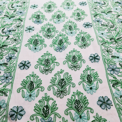 albaas | Shadow Chikankari on Soft Chiffon Shirt's Front and Sleeves with Dupatta Sprayed with Motifs - Unstitched 2PC Suit   | AKCSSD-36550-G-SALAD GREEN