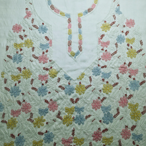 albaas | Shadow Chikankari on Soft Chiffon Shirt's Front and Sleeves with Dupatta Sprayed with Motifs - Unstitched 2PC Suit   | AKCSSD-36550-H-OXLEY