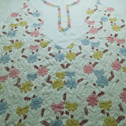 albaas | Shadow Chikankari on Soft Chiffon Shirt's Front and Sleeves with Dupatta Sprayed with Motifs - Unstitched 2PC Suit   | AKCSSD-36550-H-OXLEY