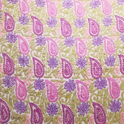 albaas | Shadow Chikankari on Soft Chiffon Shirt's Front and Sleeves with Dupatta Sprayed with Motifs - Unstitched 2PC Suit   | AKCSSD-36550-TEA PINK