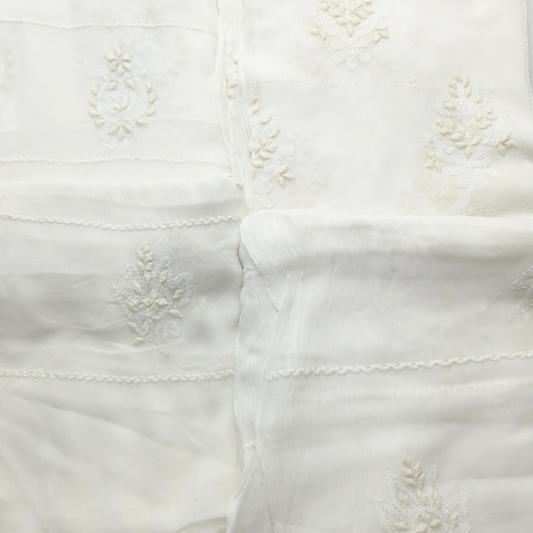 albaas | Tarkashi Applique Shadow on Chiffon Dupatta   | AKCTAD-WHITE
