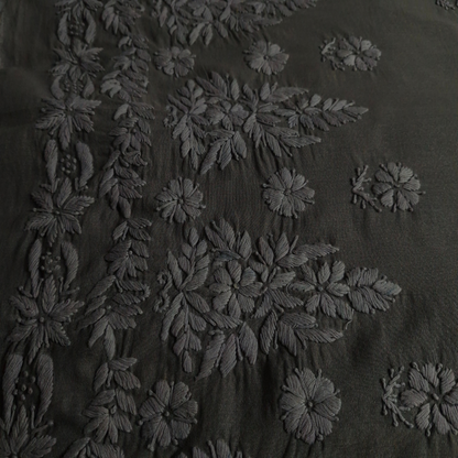 albaas | Lucknavi Chikankari on Karandi Lawn Shirt's Front and Sleeves with Dupatta Sprayed with Motifs - Unstitched 2PC Suit   | AKLCSD-36703-BROWNISH GRAY