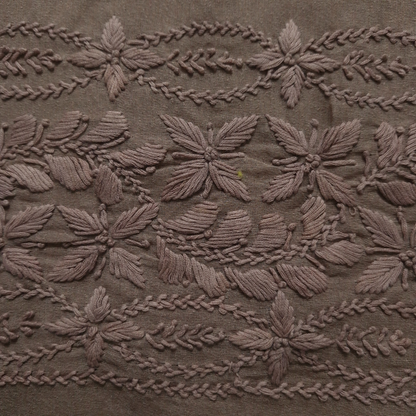 albaas | Lucknavi Chikankari on Karandi Lawn Shirt's Front and Sleeves with Dupatta Sprayed with Motifs - Unstitched 2PC Suit   | AKLCSD-36701-ALMOND