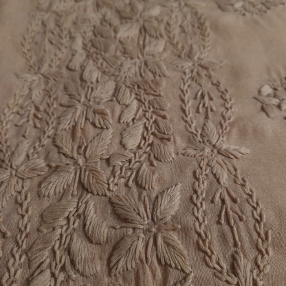 albaas | Lucknavi Chikankari on Karandi Lawn Shirt's Front and Sleeves with Dupatta Sprayed with Motifs - Unstitched 2PC Suit   | AKLCSD-36701-BEIGE