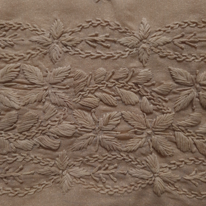 albaas | Lucknavi Chikankari on Karandi Lawn Shirt's Front and Sleeves with Dupatta Sprayed with Motifs - Unstitched 2PC Suit   | AKLCSD-36701-BEIGE