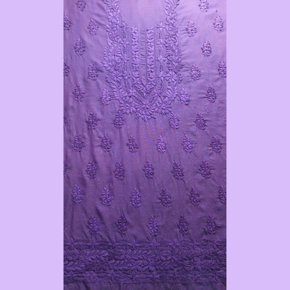 albaas | Lucknavi Chikankari on Karandi Lawn Shirt's Front and Sleeves with Dupatta Sprayed with Motifs - Unstitched 2PC Suit   | AKLCSD-36701-LILAC