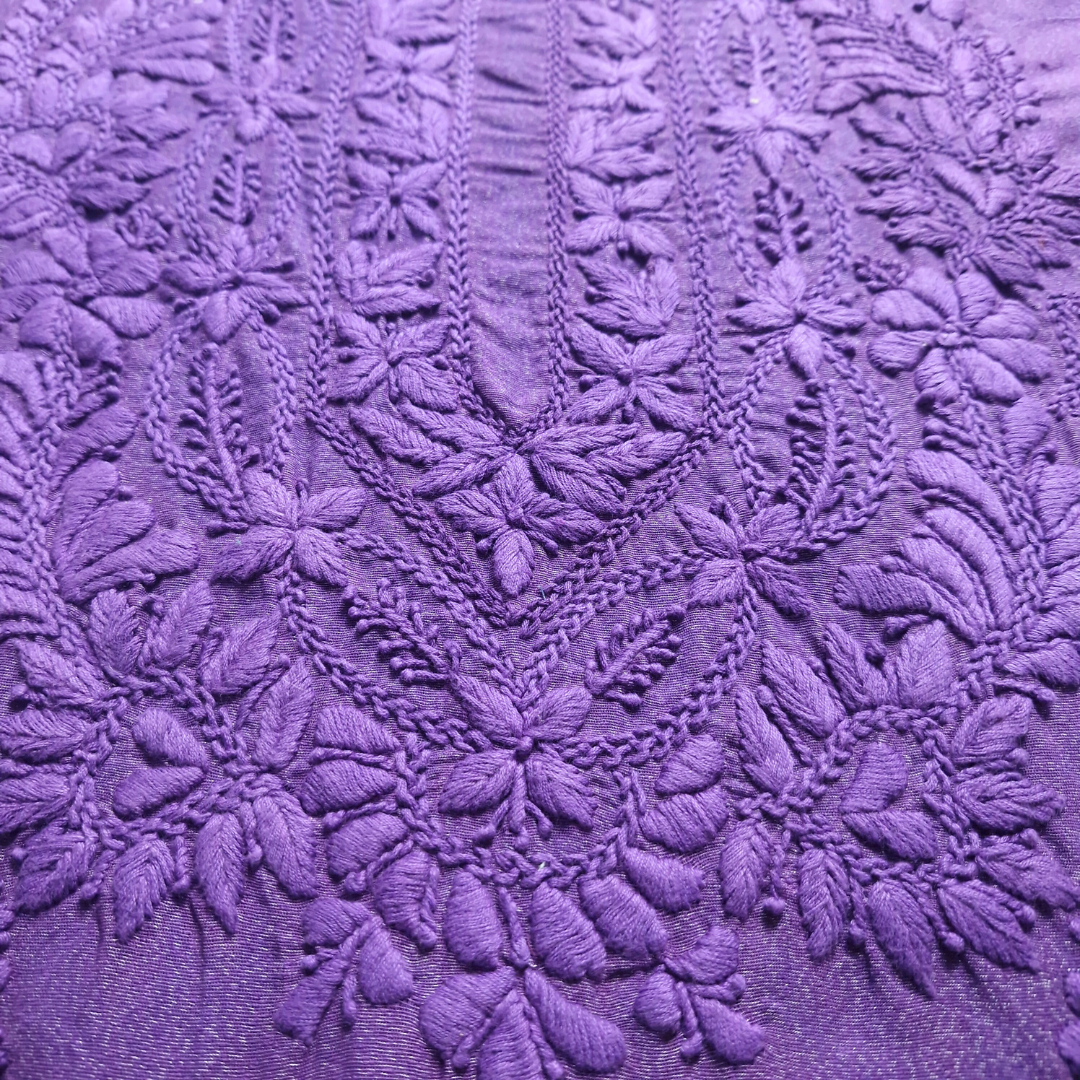 albaas | Lucknavi Chikankari on Karandi Lawn Shirt's Front and Sleeves with Dupatta Sprayed with Motifs - Unstitched 2PC Suit   | AKLCSD-36701-LILAC