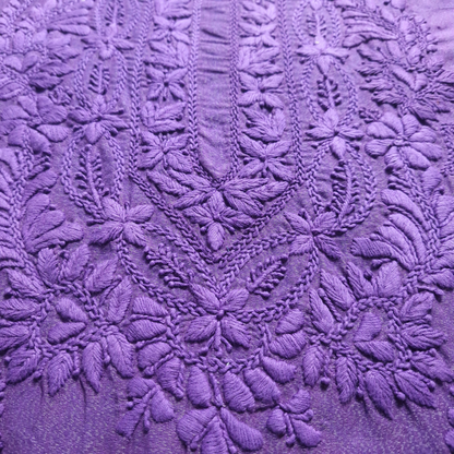 albaas | Lucknavi Chikankari on Karandi Lawn Shirt's Front and Sleeves with Dupatta Sprayed with Motifs - Unstitched 2PC Suit   | AKLCSD-36701-LILAC