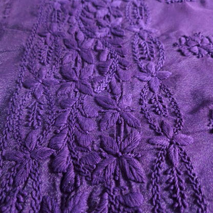 albaas | Lucknavi Chikankari on Karandi Lawn Shirt's Front and Sleeves with Dupatta Sprayed with Motifs - Unstitched 2PC Suit   | AKLCSD-36701-LILAC