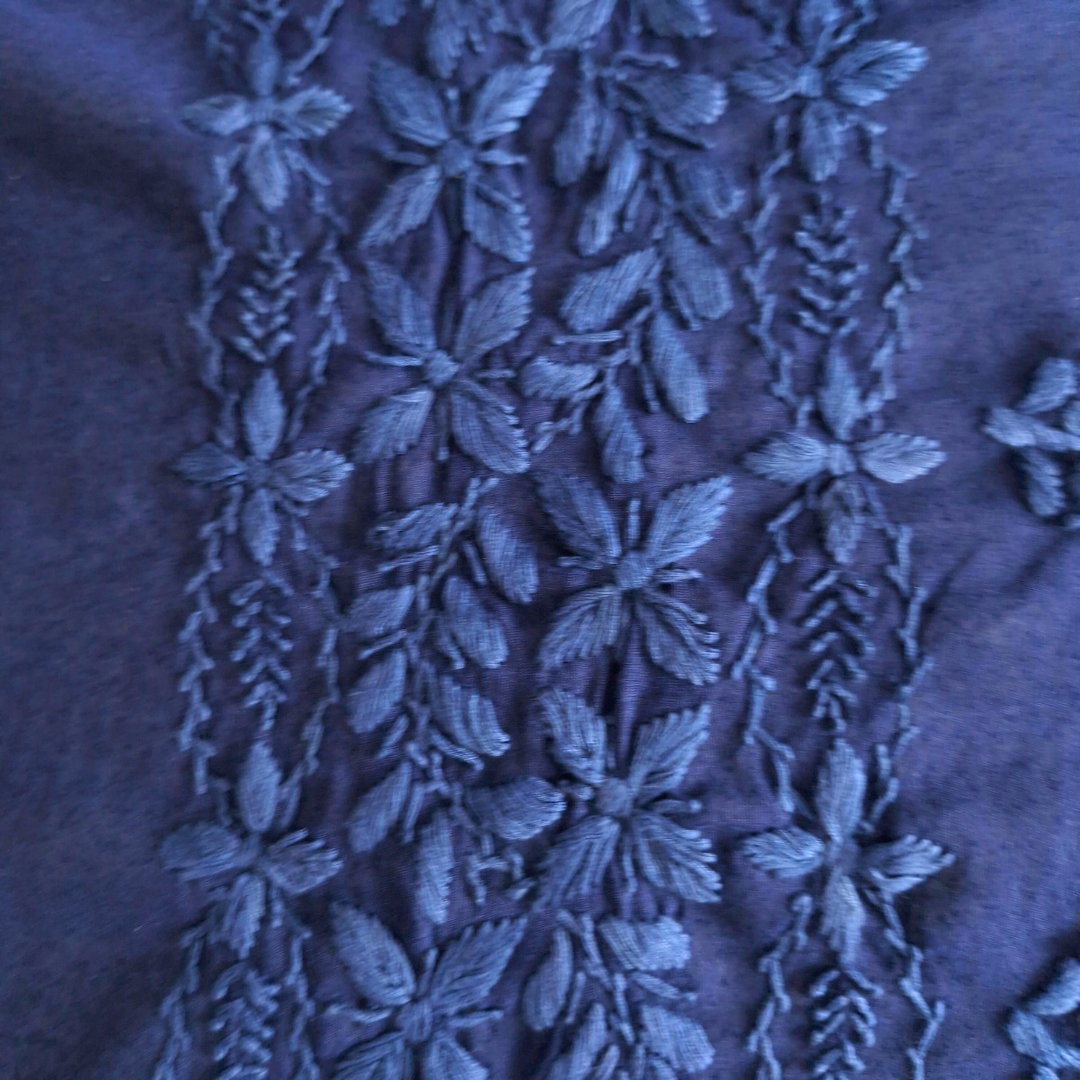 albaas | Lucknavi Chikankari on Karandi Lawn Shirt's Front and Sleeves with Dupatta Sprayed with Motifs - Unstitched 2PC Suit   | AKLCSD-36701-NAVY BLUE