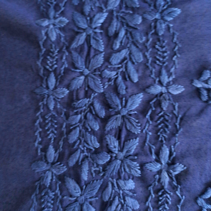 albaas | Lucknavi Chikankari on Karandi Lawn Shirt's Front and Sleeves with Dupatta Sprayed with Motifs - Unstitched 2PC Suit   | AKLCSD-36701-NAVY BLUE