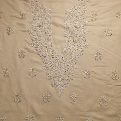 albaas | Lucknavi Chikankari on Karandi Lawn Shirt's Front and Sleeves with Dupatta Sprayed with Motifs - Unstitched 2PC Suit   | AKLCSD-36703-GENTLE BEIGE