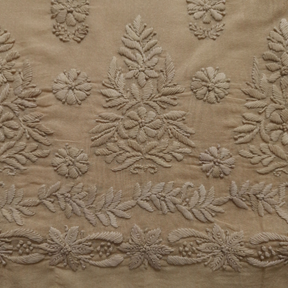 albaas | Lucknavi Chikankari on Karandi Lawn Shirt's Front and Sleeves with Dupatta Sprayed with Motifs - Unstitched 2PC Suit   | AKLCSD-36703-GENTLE BEIGE