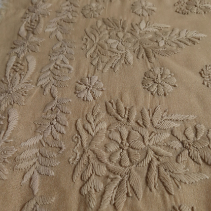 albaas | Lucknavi Chikankari on Karandi Lawn Shirt's Front and Sleeves with Dupatta Sprayed with Motifs - Unstitched 2PC Suit   | AKLCSD-36703-GENTLE BEIGE