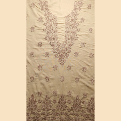 albaas | Lucknavi Chikankari on Karandi Lawn Shirt's Front and Sleeves with Dupatta Sprayed with Motifs - Unstitched 2PC Suit   | AKLCSD-36703-KHAKI1
