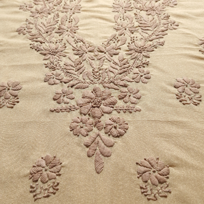 albaas | Lucknavi Chikankari on Karandi Lawn Shirt's Front and Sleeves with Dupatta Sprayed with Motifs - Unstitched 2PC Suit   | AKLCSD-36703-KHAKI1