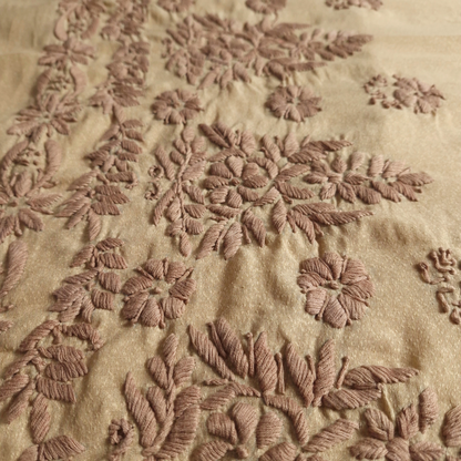 albaas | Lucknavi Chikankari on Karandi Lawn Shirt's Front and Sleeves with Dupatta Sprayed with Motifs - Unstitched 2PC Suit   | AKLCSD-36703-KHAKI1