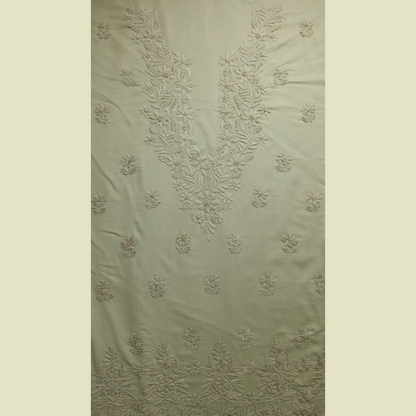 albaas | Lucknavi Chikankari on Karandi Lawn Shirt's Front and Sleeves with Dupatta Sprayed with Motifs - Unstitched 2PC Suit   | AKLCSD-36703-TEA GREEN
