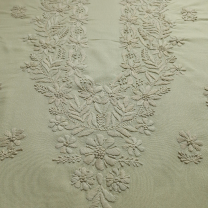 albaas | Lucknavi Chikankari on Karandi Lawn Shirt's Front and Sleeves with Dupatta Sprayed with Motifs - Unstitched 2PC Suit   | AKLCSD-36703-TEA GREEN