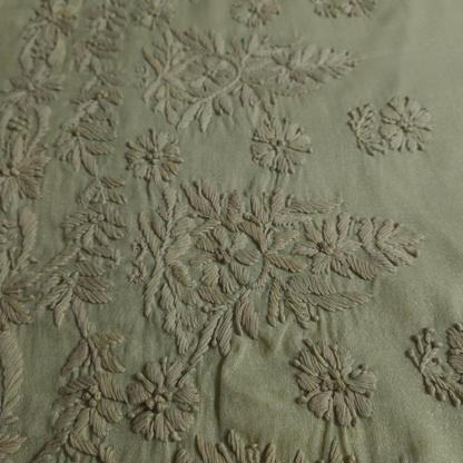 albaas | Lucknavi Chikankari on Karandi Lawn Shirt's Front and Sleeves with Dupatta Sprayed with Motifs - Unstitched 2PC Suit   | AKLCSD-36703-TEA GREEN