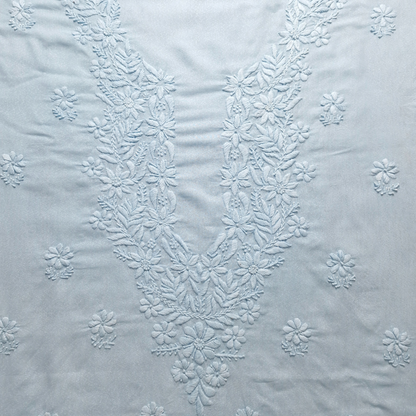 albaas | Lucknavi Chikankari on Karandi Lawn Shirt's Front and Sleeves with Dupatta Sprayed with Motifs - Unstitched 2PC Suit   | AKLCSD-36703-WATER