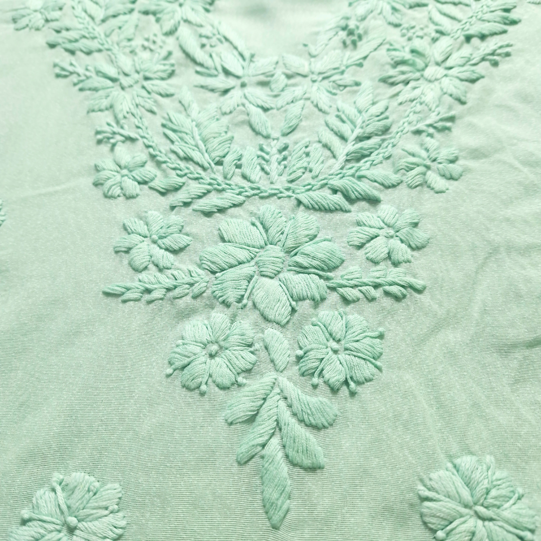 albaas | Lucknavi Chikankari on Karandi Lawn Shirt's Front and Sleeves with Dupatta Sprayed with Motifs - Unstitched 2PC Suit   | AKLCSD-36703-WATERSPOUT