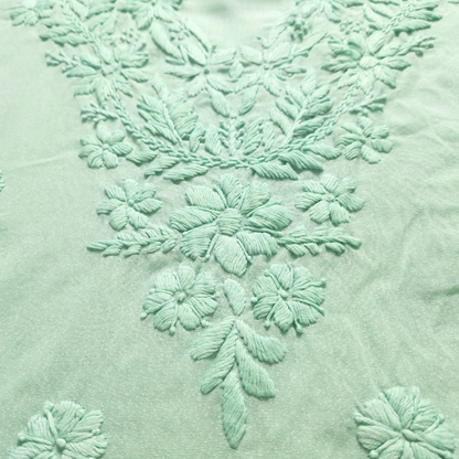 albaas | Lucknavi Chikankari on Karandi Lawn Shirt's Front and Sleeves with Dupatta Sprayed with Motifs - Unstitched 2PC Suit   | AKLCSD-36703-WATERSPOUT