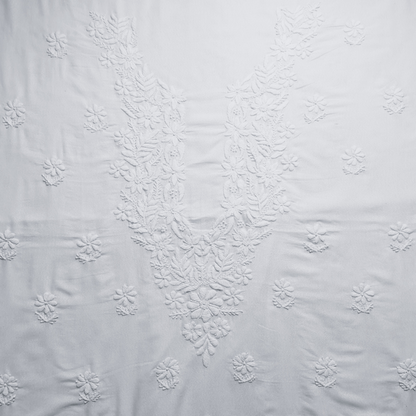 albaas | Lucknavi Chikankari on Karandi Lawn Shirt's Front and Sleeves with Dupatta Sprayed with Motifs - Unstitched 2PC Suit   | AKLCSD-36703-WHITE