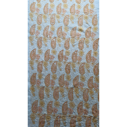 albaas | Shadow Chikankari on Khadi Net Shirt's Front and Sleeves with Dupatta Sprayed with Motifs - Unstitched 2PC Suit   | AKNSSD-36550-A-ORANGE-O-WHITE