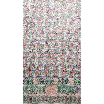 albaas | Shadow Chikankari on Khadi Net Shirt's Front and Sleeves with Dupatta Sprayed with Motifs - Unstitched 2PC Suit   | AKNSSD-36550-B-WHITE