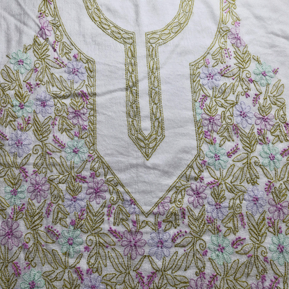 albaas | Shadow Chikankari on Khadi Net Shirt's Front and Sleeves with Dupatta Sprayed with Motifs - Unstitched 2PC Suit   | AKNSSD-36550-D-PURPLEISH