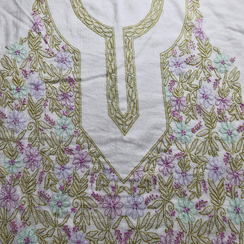 albaas | Shadow Chikankari on Khadi Net Shirt's Front and Sleeves with Dupatta Sprayed with Motifs - Unstitched 2PC Suit   | AKNSSD-36550-D-PURPLEISH