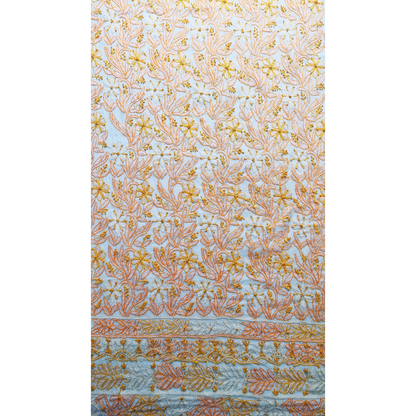 albaas | Shadow Chikankari on Khadi Net Shirt's Front and Sleeves with Dupatta Sprayed with Motifs - Unstitched 2PC Suit   | AKNSSD-36550-E-ORANGE-O-WHITE